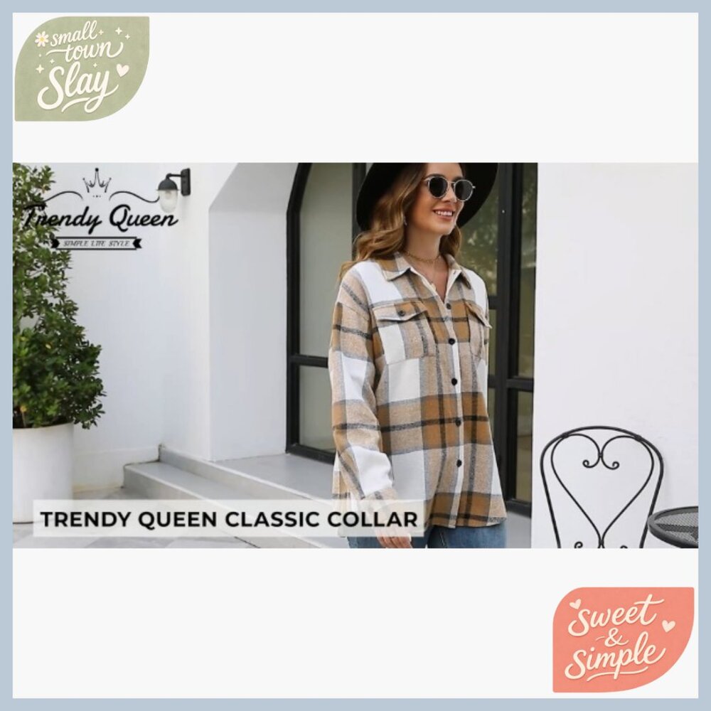 Long Sleeve Button Down Shacket Plaid Jacket Loos… - image 4